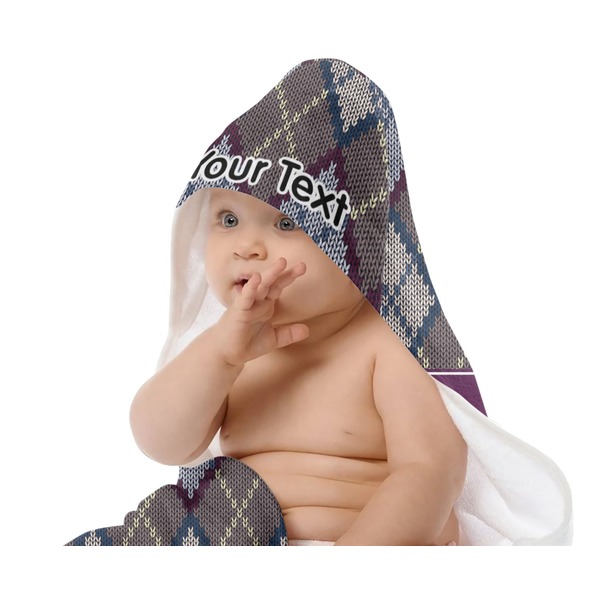 Knit Argyle Baby Hooded Towel on Child