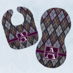Knit Argyle Baby Bib & Burp Set w/ Name and Initial
