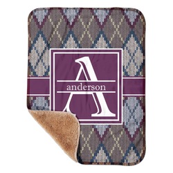 Knit Argyle Sherpa Baby Blanket - 30" x 40" w/ Name and Initial