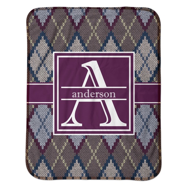 Knit Argyle Baby Sherpa Blanket - Flat