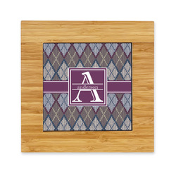 Knit Argyle Bamboo Trivet with Ceramic Tile Insert (Personalized)