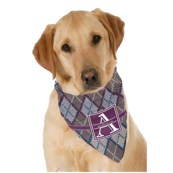 Custom Knit Argyle Dog Bandana Scarf w/ Name and Initial