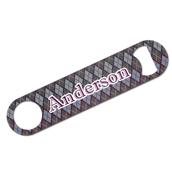 Custom Knit Argyle Bar Bottle Opener w/ Name and Initial
