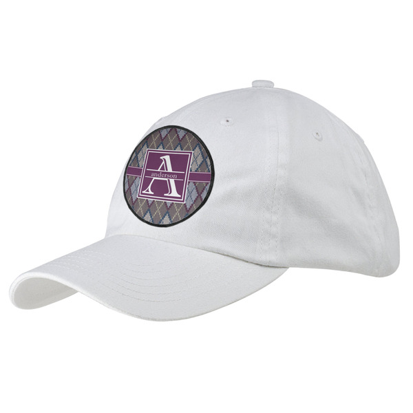 Custom Knit Argyle Baseball Cap - White (Personalized)