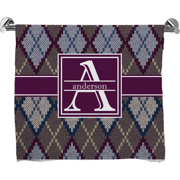 Custom Knit Argyle Bath Towel (Personalized)