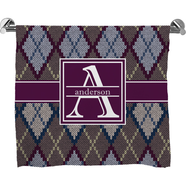 Custom Knit Argyle Bath Towel (Personalized)