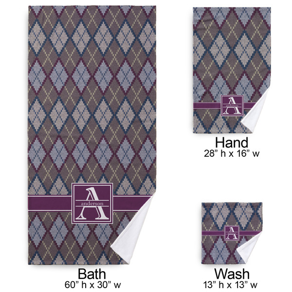 Knit Argyle Bath Towel Sets - 3-piece - Approval