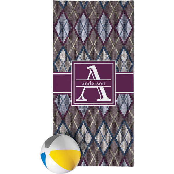 Custom Knit Argyle Beach Towel (Personalized)