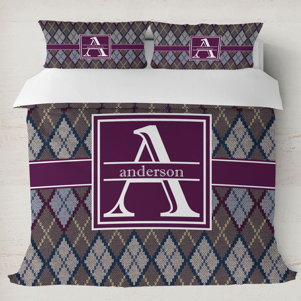 Custom Knit Argyle Duvet Cover Set - King (Personalized)