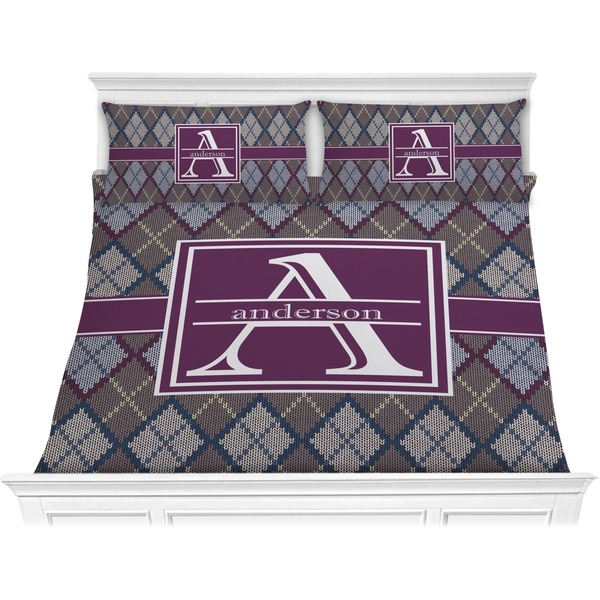 Custom Knit Argyle Comforter Set - King (Personalized)