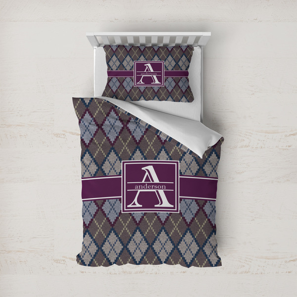 Custom Knit Argyle Duvet Cover Set - Twin (Personalized)