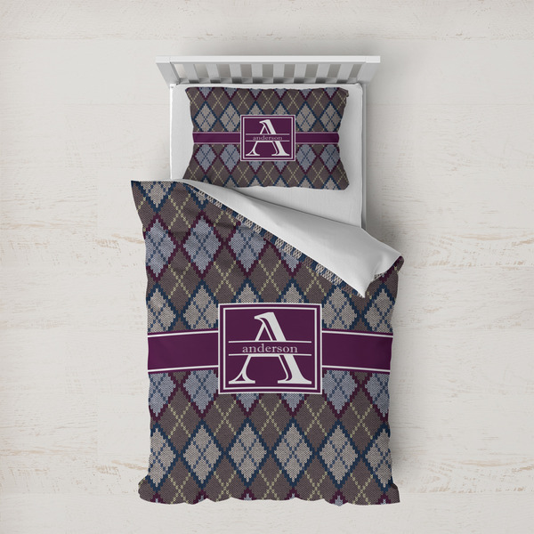 Custom Knit Argyle Duvet Cover Set - Twin XL (Personalized)