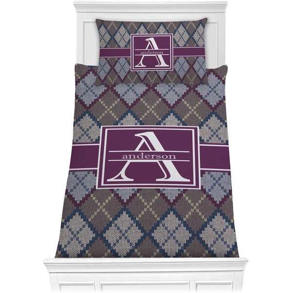 Custom Knit Argyle Comforter Set - Twin (Personalized)