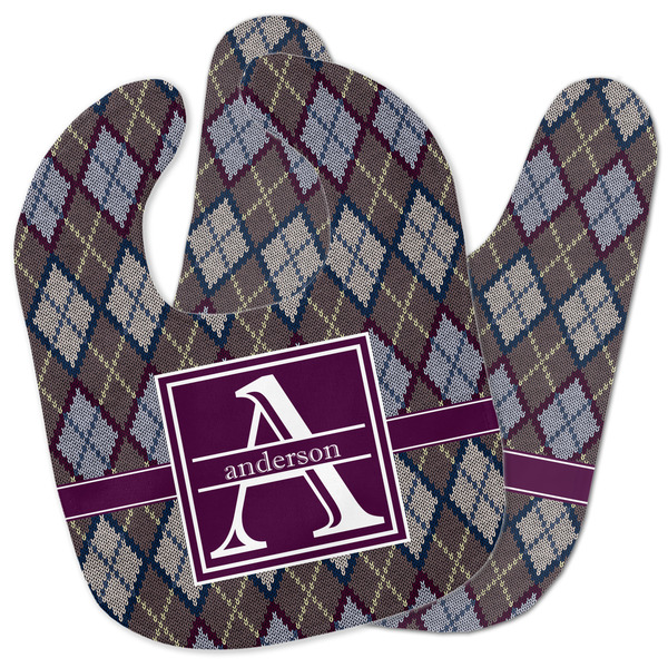 Custom Knit Argyle Baby Bib w/ Name and Initial