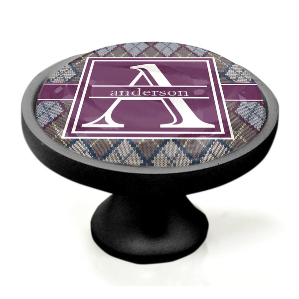 Knit Argyle Black Custom Cabinet Knob (Side)