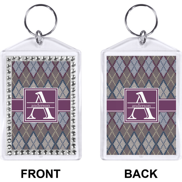 Knit Argyle Bling Keychain (Front + Back)