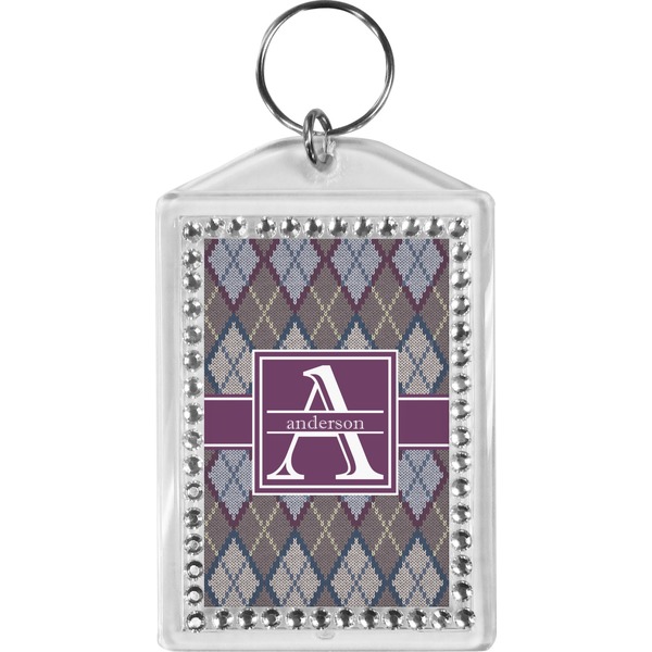Custom Knit Argyle Bling Keychain (Personalized)