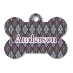 Knit Argyle Bone Shaped Dog ID Tag - Large (Personalized)