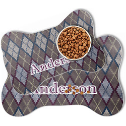 Knit Argyle Bone Shaped Dog Food Mat (Personalized)