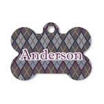 Knit Argyle Bone Shaped Dog ID Tag - Small (Personalized)