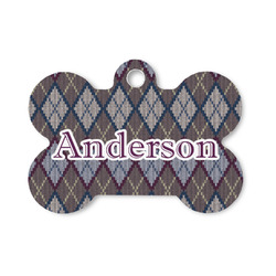 Knit Argyle Bone Shaped Dog ID Tag - Small (Personalized)