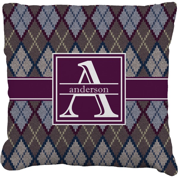 Custom Knit Argyle Faux-Linen Throw Pillow 16" (Personalized)