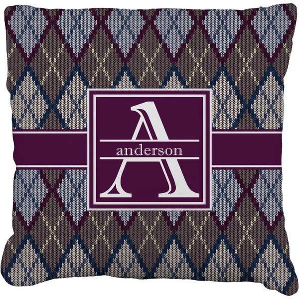 Custom Knit Argyle Faux-Linen Throw Pillow 18" (Personalized)