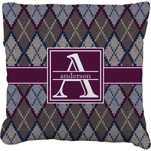 Custom Knit Argyle Faux-Linen Throw Pillow 20" (Personalized)