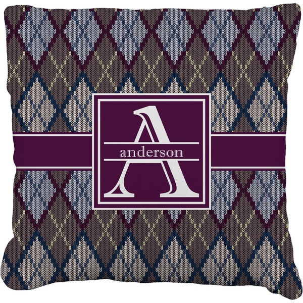 Custom Knit Argyle Faux-Linen Throw Pillow 26" (Personalized)