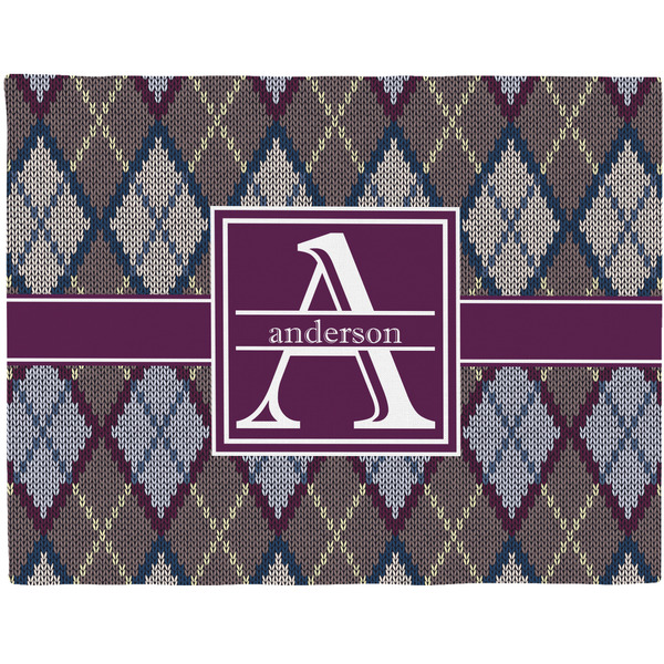 Custom Knit Argyle Woven Fabric Placemat - Twill w/ Name and Initial