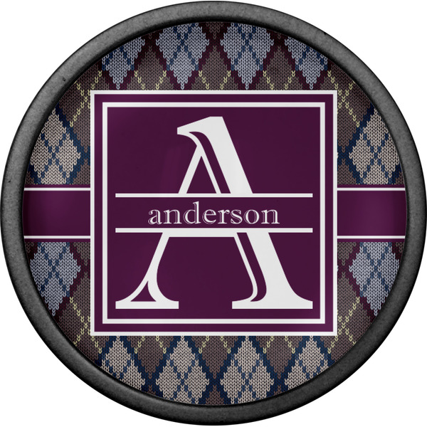 Knit Argyle Cabinet Knob - Black - Front