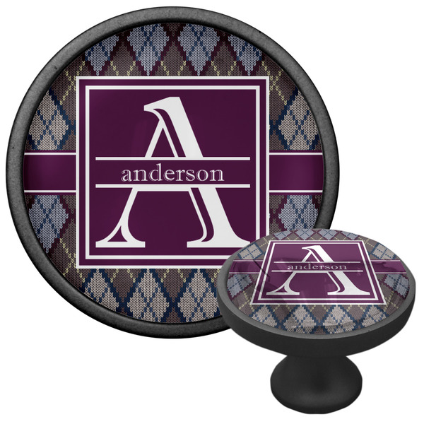 Knit Argyle Cabinet Knob - Black - Multi Angle