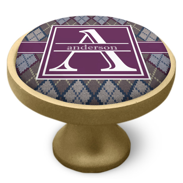 Knit Argyle Cabinet Knob - Gold - Side