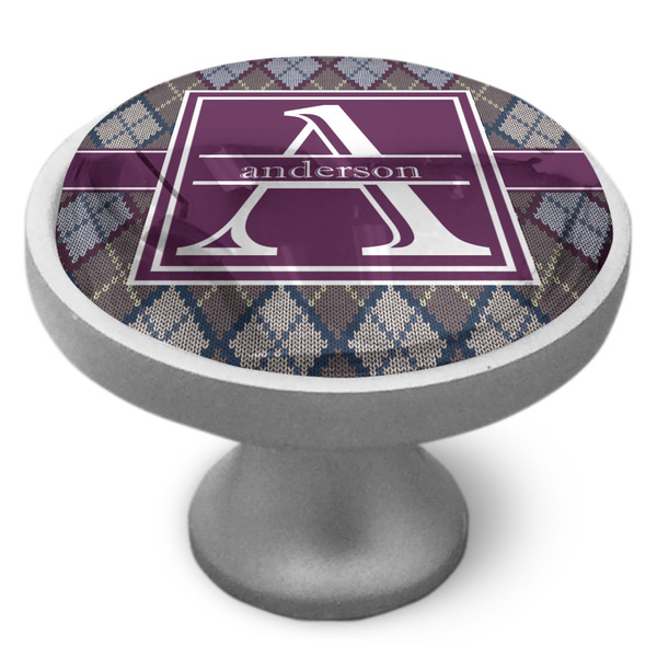 Knit Argyle Cabinet Knob - Nickel - Side