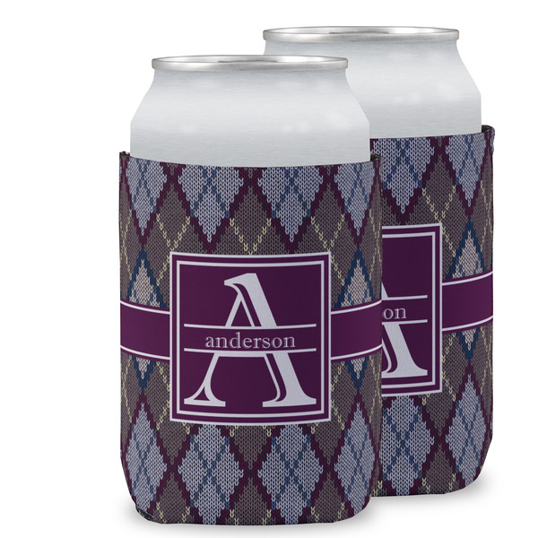 Custom Knit Argyle Can Cooler (12 oz) w/ Name and Initial