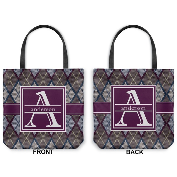 Knit Argyle Canvas Tote - Front and Back