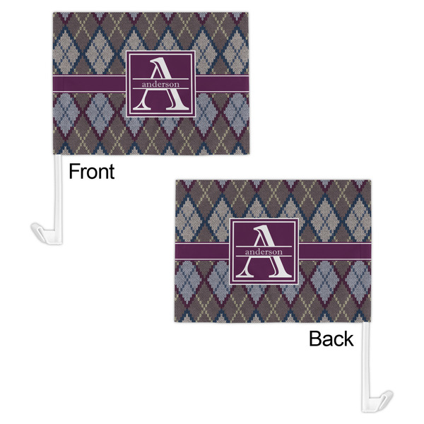 Knit Argyle Car Flag - 11" x 8" - Front & Back View