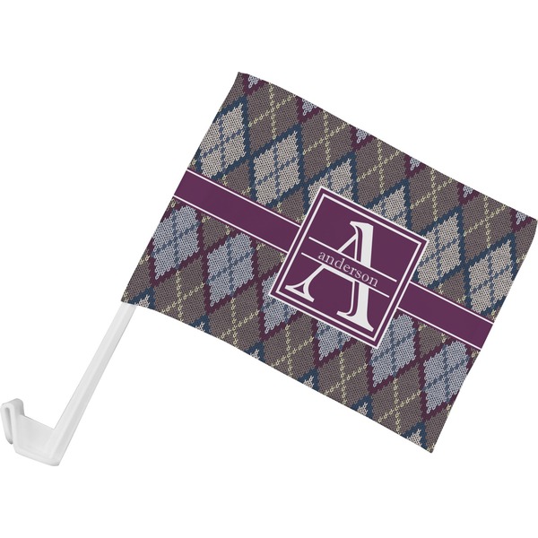Custom Knit Argyle Car Flag - Small w/ Name and Initial