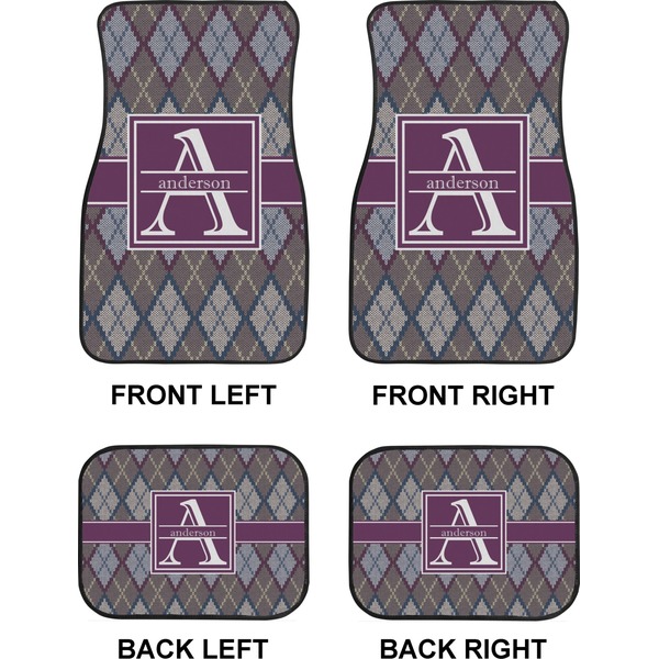 Knit Argyle Car Floor Mats Set (2F + 2B)