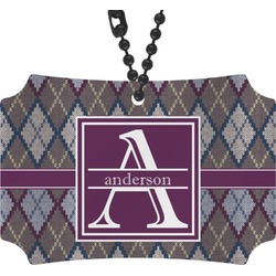 Knit Argyle Rear View Mirror Ornament (Personalized)