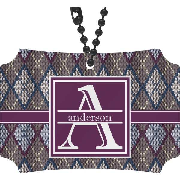 Custom Knit Argyle Rear View Mirror Ornament (Personalized)