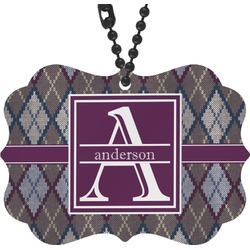 Knit Argyle Rear View Mirror Decor (Personalized)