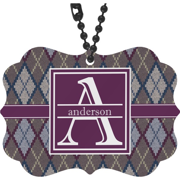 Custom Knit Argyle Rear View Mirror Charm (Personalized)