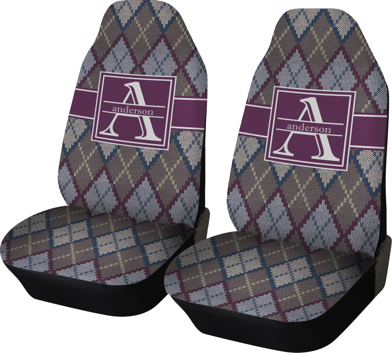 Custom Knit Argyle Car Seat Covers (Set of Two) (Personalized