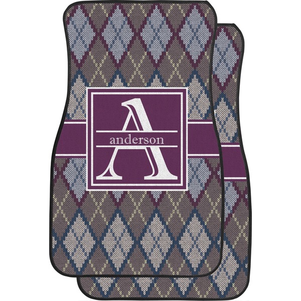 Custom Knit Argyle Car Floor Mats (Front Seat) (Personalized)