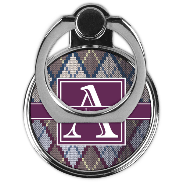 Knit Argyle Cell Phone Ring Stand & Holder - Front (Collapsed)