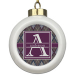 Knit Argyle Ceramic Ball Ornament (Personalized)
