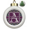 Knit Argyle Ceramic Ball Ornament - Christmas Tree (Personalized)