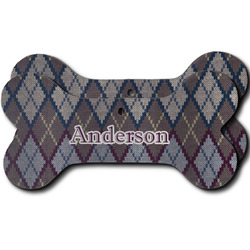 Knit Argyle Ceramic Dog Ornament - Front & Back w/ Name and Initial