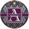 Knit Argyle Ceramic Flat Ornament - Circle (Front)